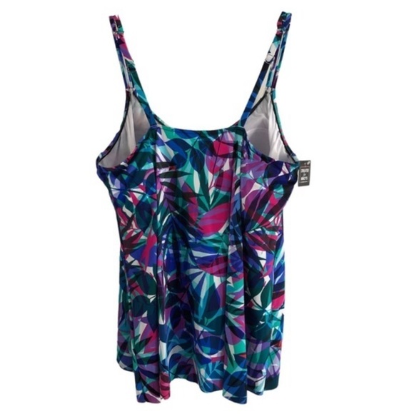 Swim Solutions Hi-Low Multicolored Tankini Top Size 22W NWT - Picture 5 of 9